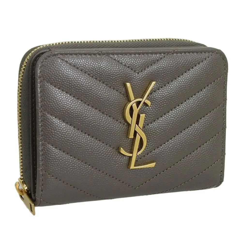 Saint Laurent Monogram Leather Gray Wallet Handbag - Picture 1 of 2